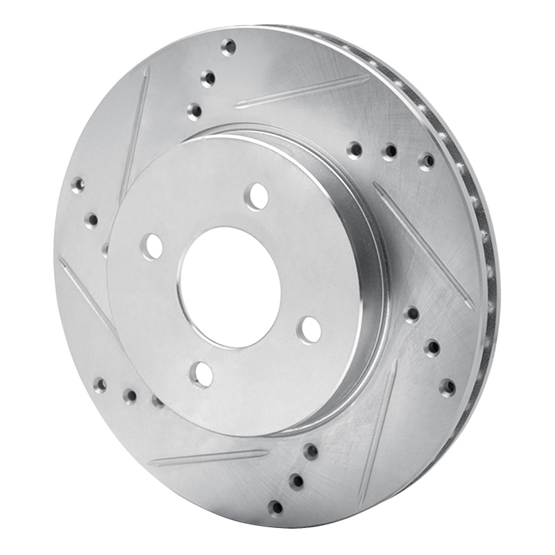 Nissan Versa Brake Rotor (1) - Front Left - R1 Concepts - Drilled & Slotted - Silver - `11-`25